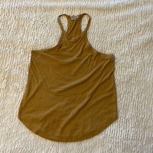 Gold/ Mustard ribbed flowy halter top